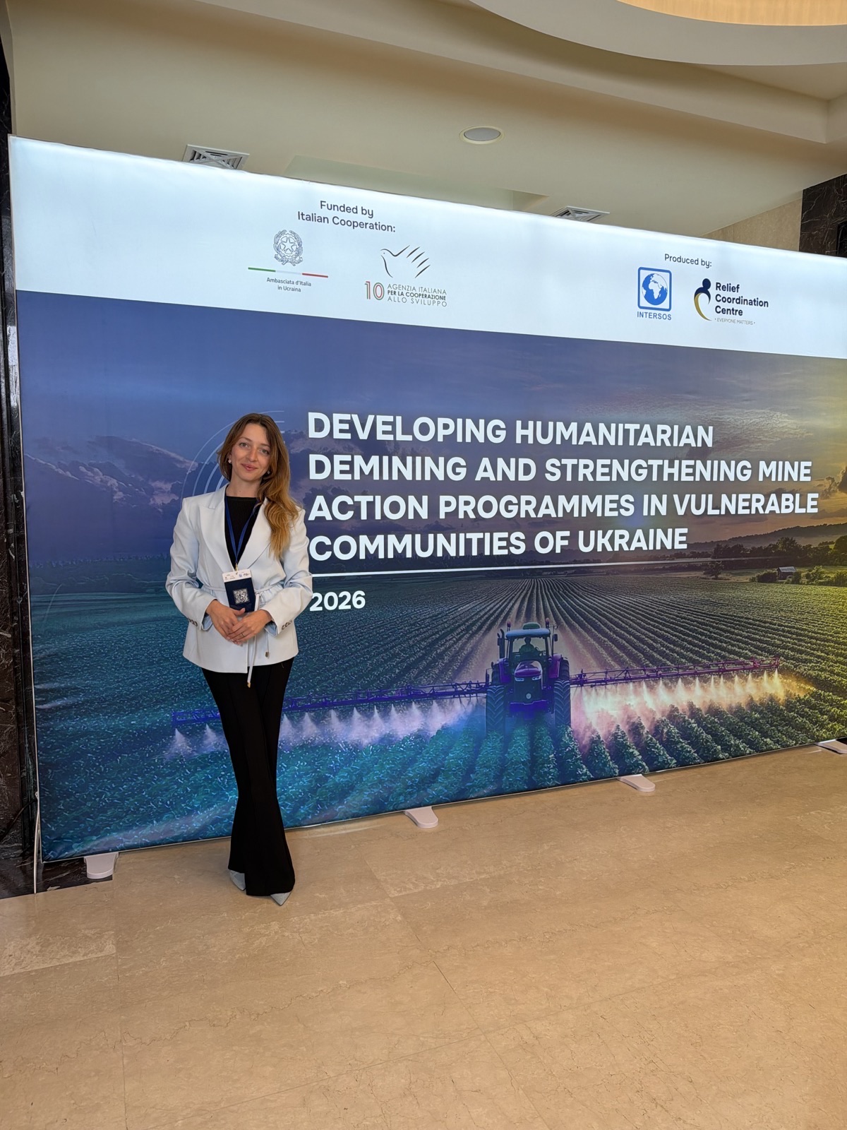 An IGR representative attending a humanitarian demining conference in Ukraine