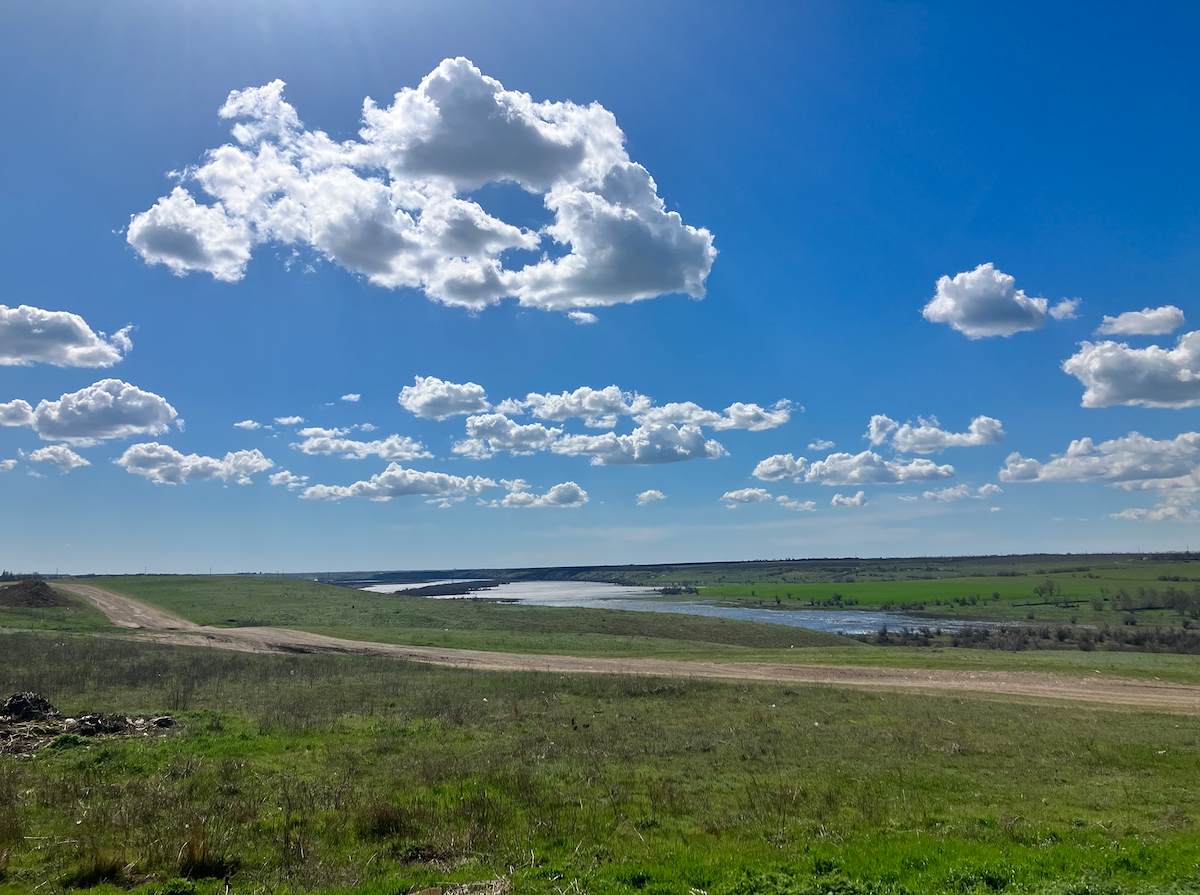 The landscape surrounding the Dnipro River