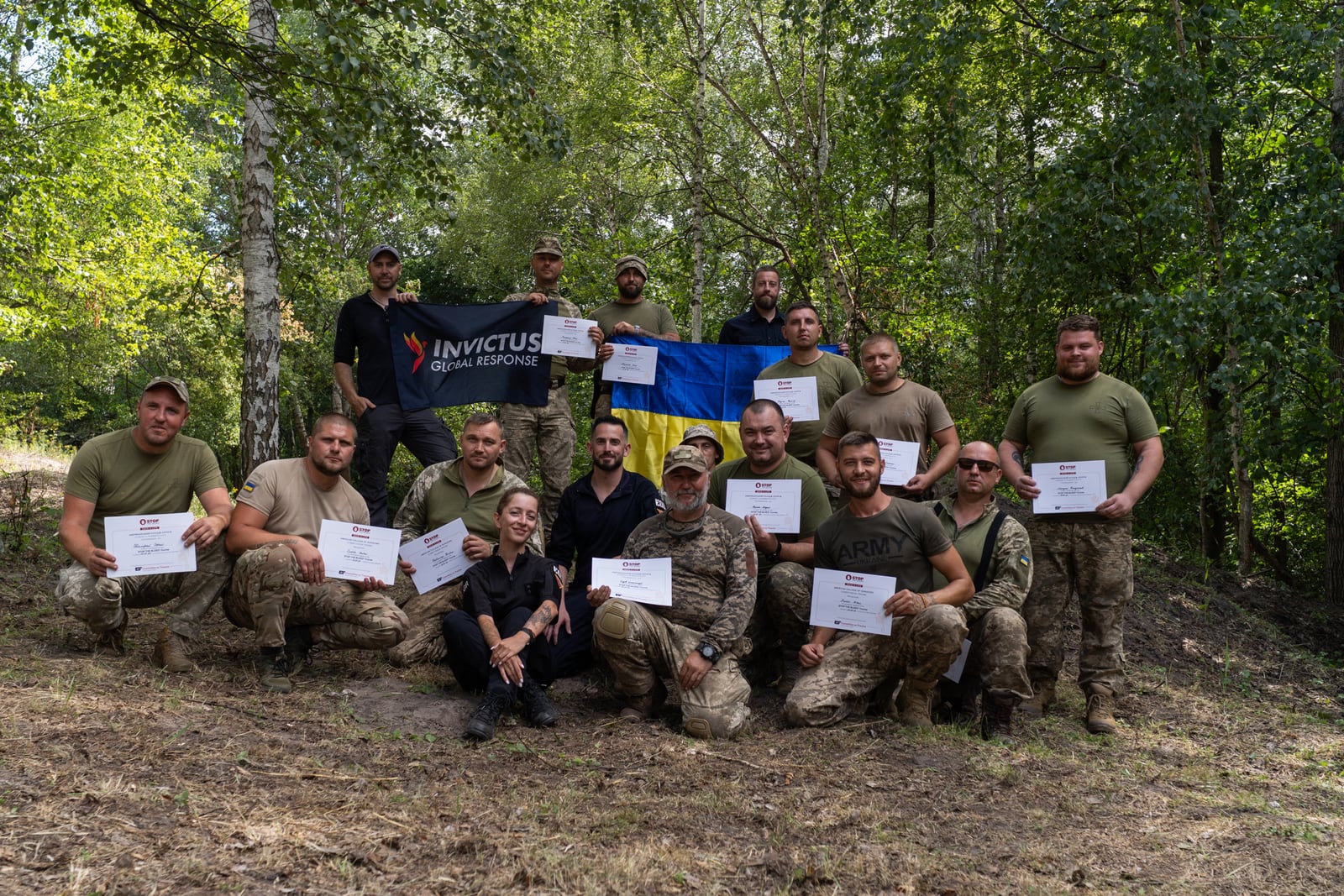Ukrainian personnel with IGR instructors after completing medical training